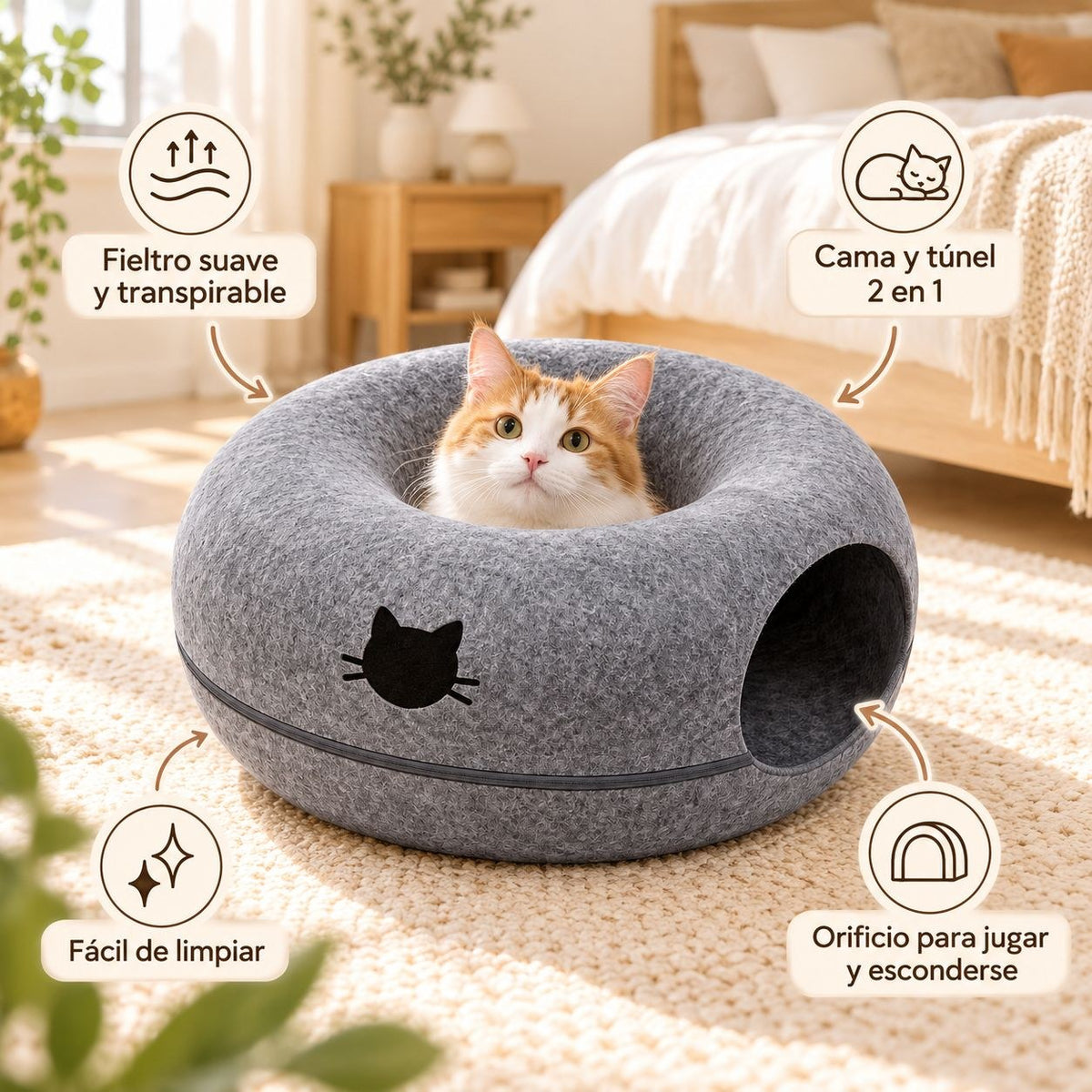 Detalles de la cama túnel donut 2 en 1